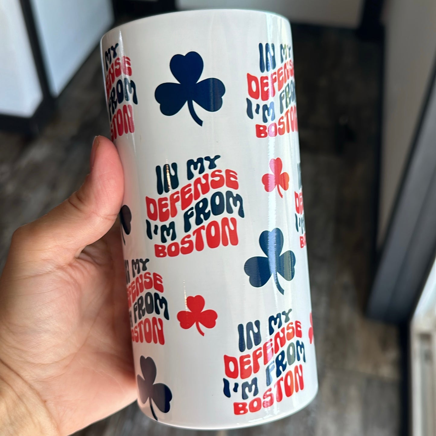 In My Defense I'm from Boston 4 in 1 Can Cooler