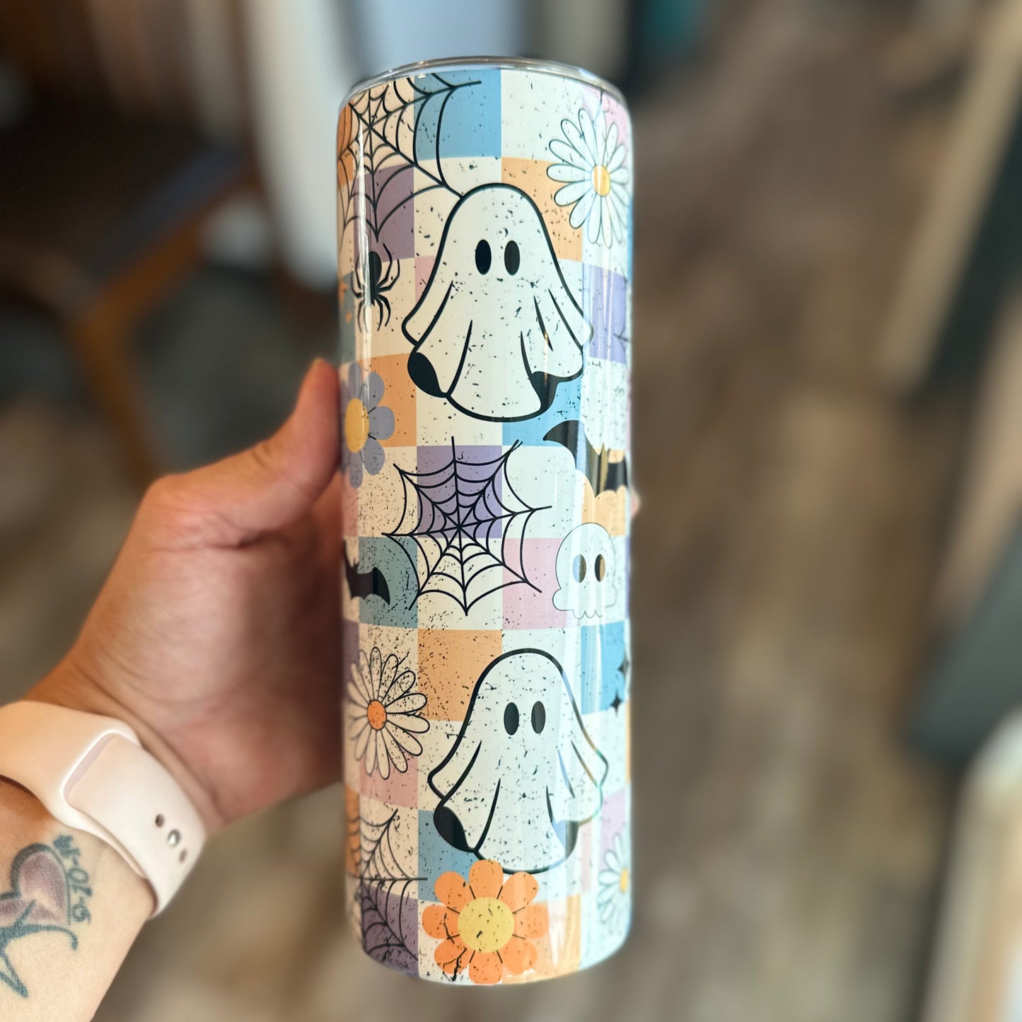 Checkered Ghost tumbler